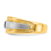 14k Two-tone IBGoodman Men's Polished and Satin Diamond Complete Ring-B58385