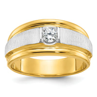 14k Two-tone IBGoodman Men's Polished and Satin Diamond Complete Ring-B58385
