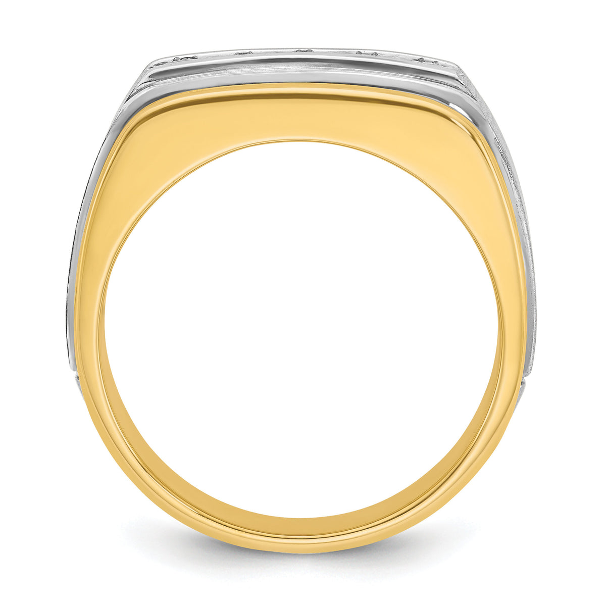 10k Two-tone IBGoodman Men's Polished & Satin 5-Stone Diamond Ring-B58389