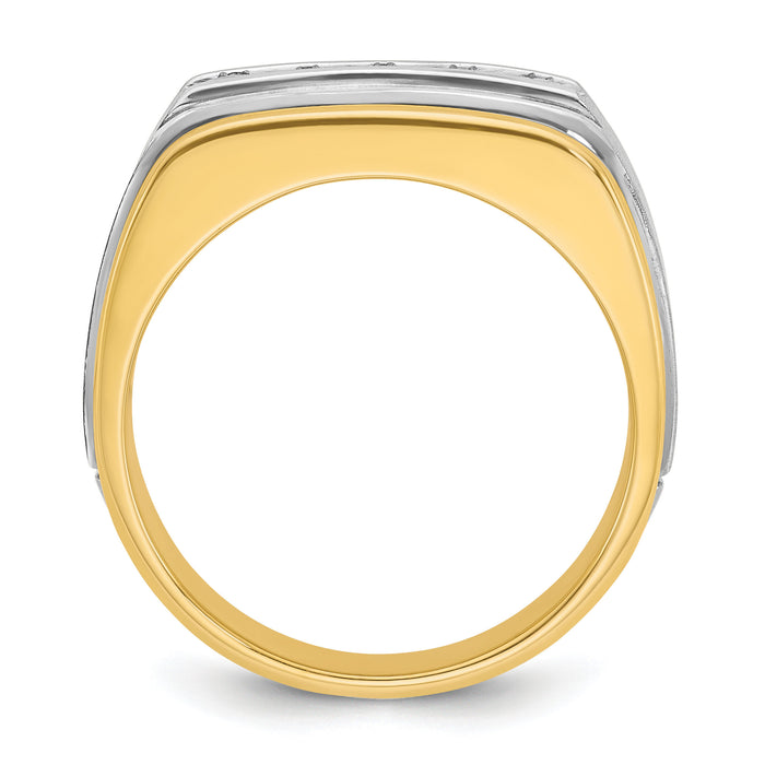 10k Two-tone IBGoodman Men's Polished & Satin 5-Stone Diamond Ring-B58389