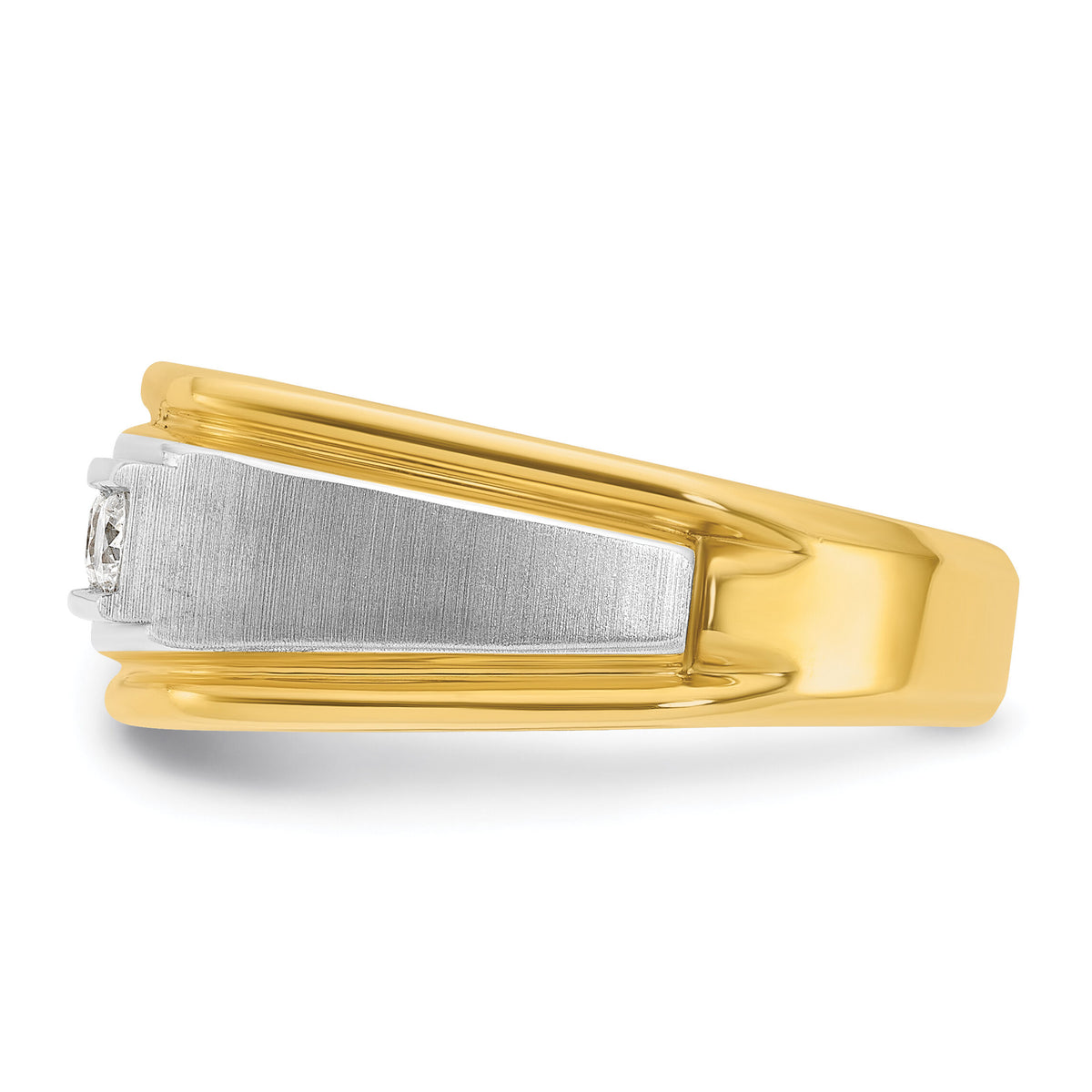 10k Two-tone IBGoodman Men's Polished & Satin 5-Stone Diamond Ring-B58389