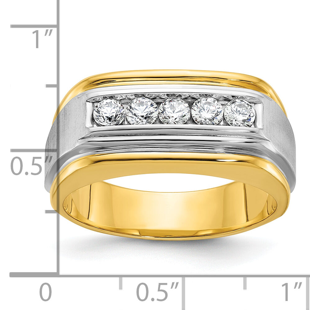 10k Two-tone IBGoodman Men's Polished & Satin 5-Stone Diamond Ring-B58389