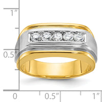 10k Two-tone IBGoodman Men's Polished & Satin 5-Stone Diamond Ring-B58389
