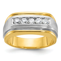 10k Two-tone IBGoodman Men's Polished & Satin 5-Stone Diamond Ring-B58389