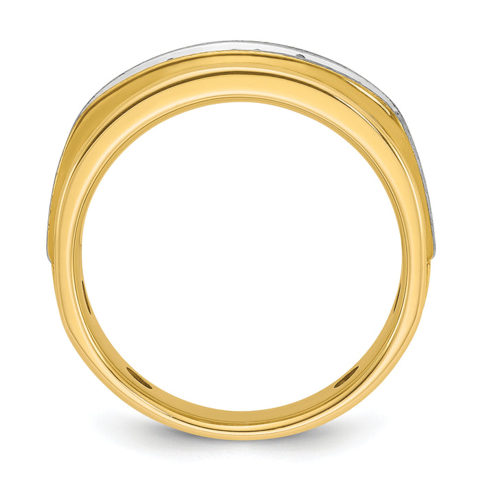 14k Two-tone IBGoodman Men's Polished & Satin 5-Stone Diamond Ring-B58399