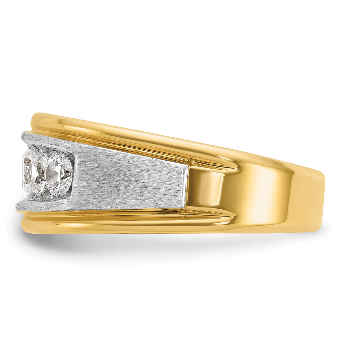 14k Two-tone IBGoodman Men's Polished & Satin 5-Stone Diamond Ring-B58399