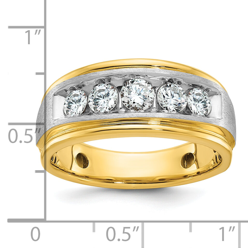 14k Two-tone IBGoodman Men's Polished & Satin 5-Stone Diamond Ring-B58399