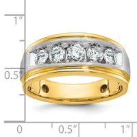 14k Two-tone IBGoodman Men's Polished & Satin 5-Stone Diamond Ring-B58399