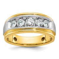 14k Two-tone IBGoodman Men's Polished & Satin 5-Stone Diamond Ring-B58399