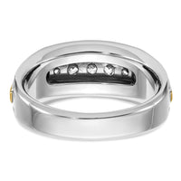 IBGoodman 14k Two-tone Men's Polished Satin and Grooved 5-Stone 1/2 Carat AA Quality Diamond Ring-B58450-4WYAA