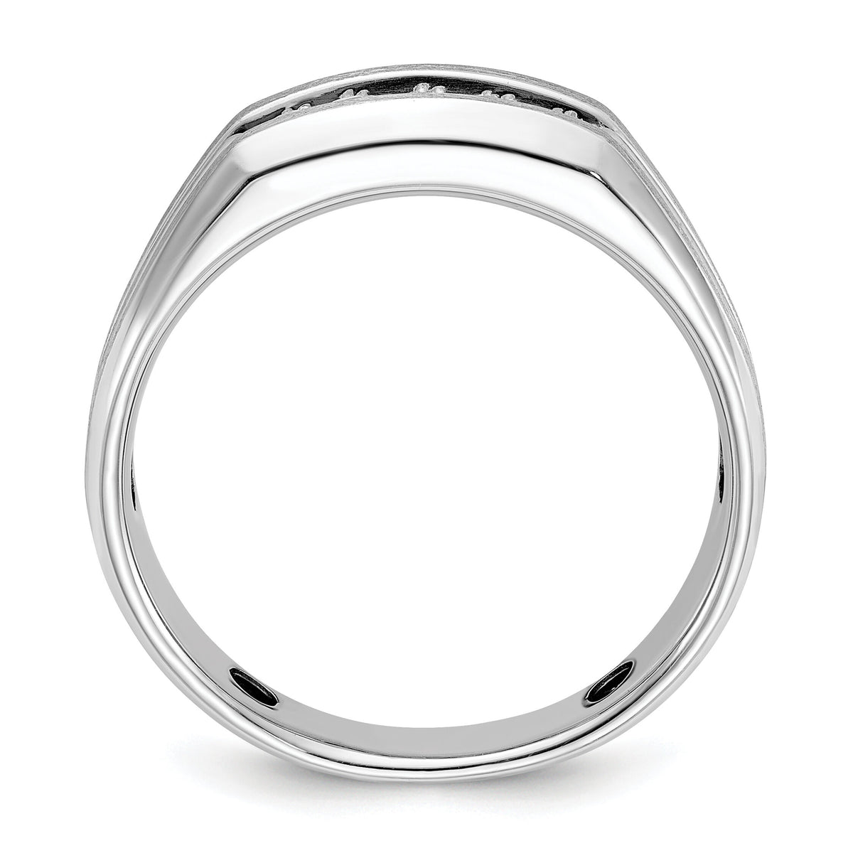 14k White Gold Polished/Satin/Grooved 5 Stone Men's Ring Mounting-B58455