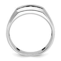 14k White Gold Polished/Satin/Grooved 5 Stone Men's Ring Mounting-B58455