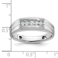 14k White Gold Polished/Satin/Grooved 5 Stone Men's Ring Mounting-B58455