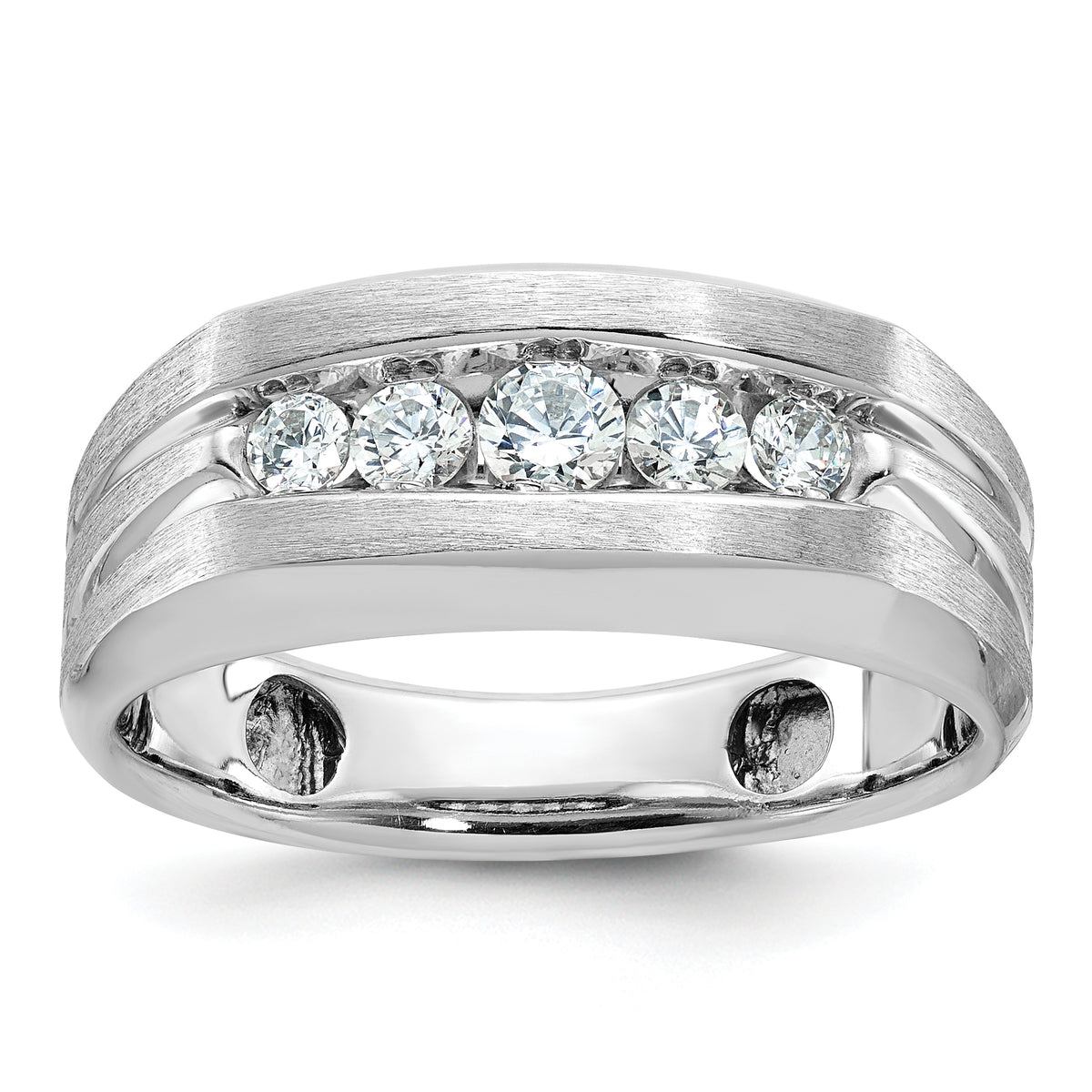 10kw IBGoodman Men's Polished & Brushed 5-Stone Ring Mounting-B58456-0W