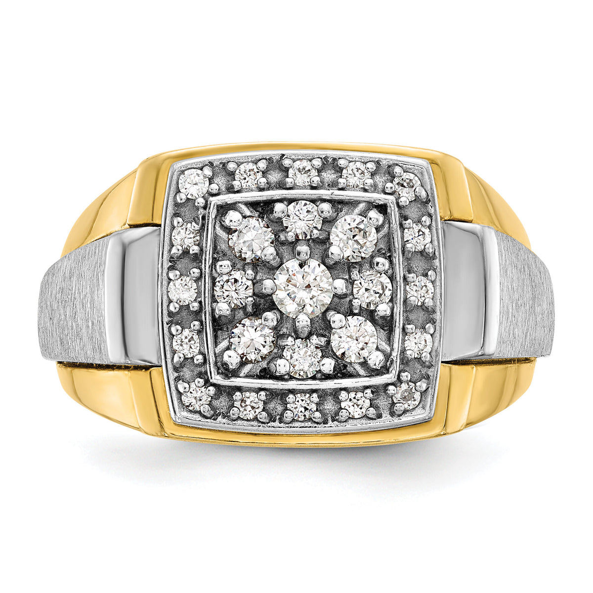 10k Two-tone IBGoodman Men's Polished and Satin Ring Mounting-B58458