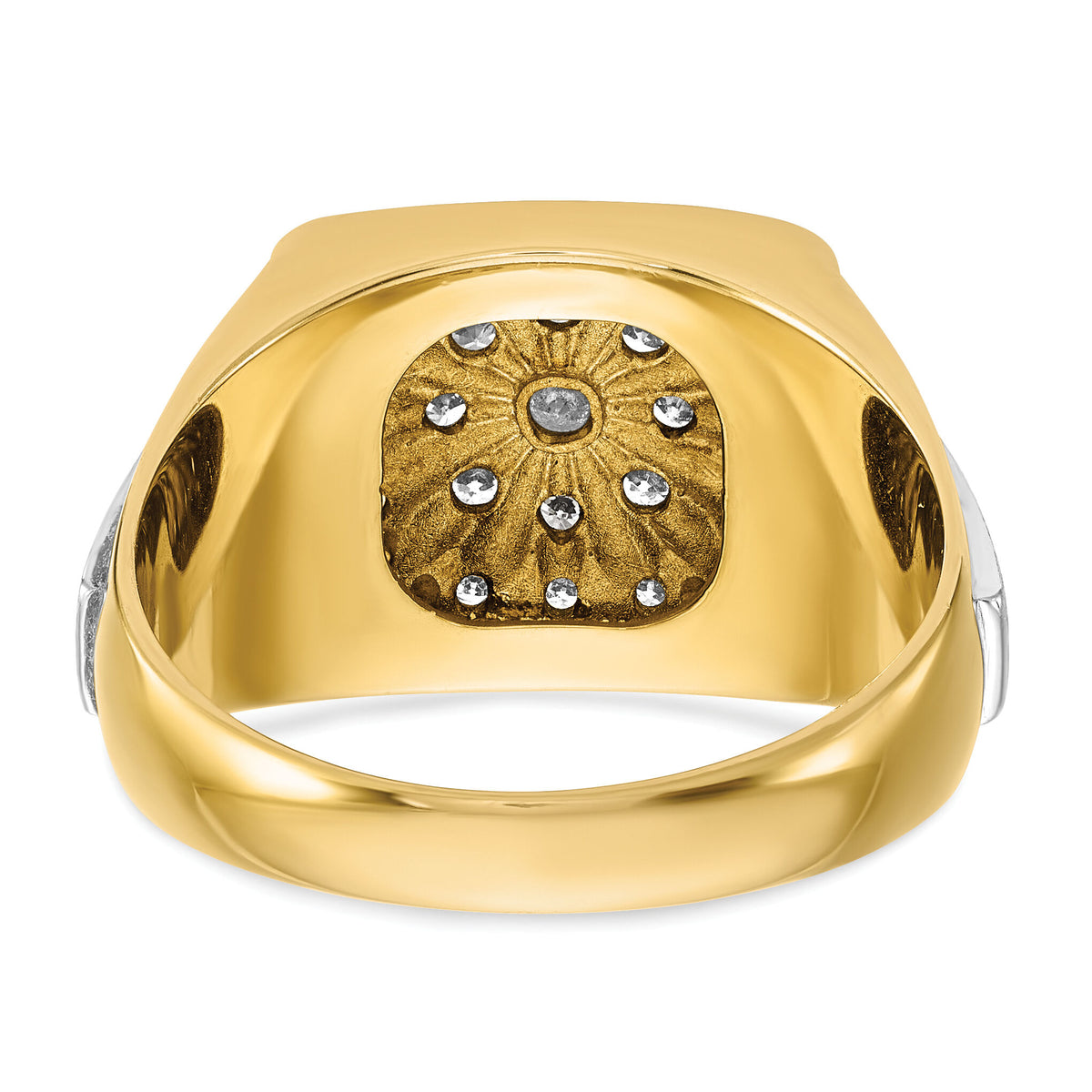 10k Two-tone IBGoodman Men's Polished and Satin Ring Mounting-B58458