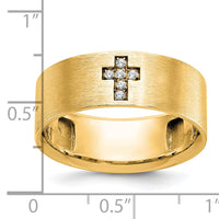 10k IBGoodman Men's Satin 1/20 Carat A Quality Diamond Cross Ring-B58773