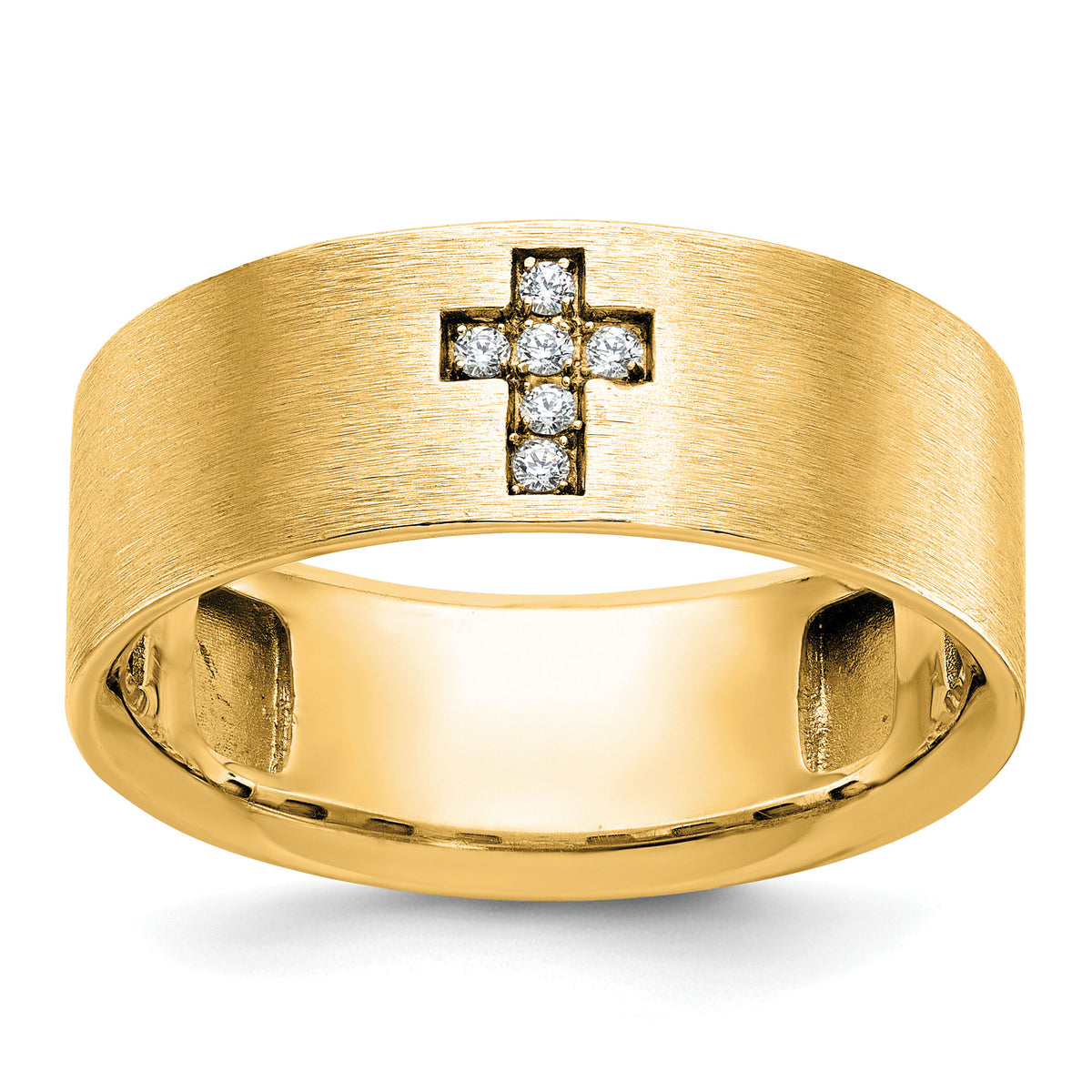 10k IBGoodman Men's Satin 1/20 Carat A Quality Diamond Cross Ring-B58773