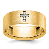 10k IBGoodman Men's Satin 1/20 Carat A Quality Diamond Cross Ring-B58773