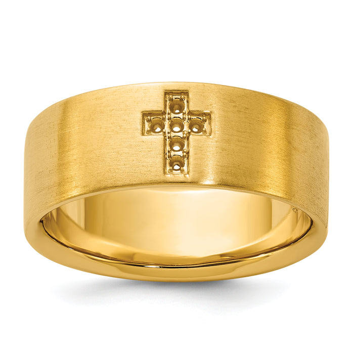 10k IBGoodman Men's Satin Cross Ring Mounting-B58773-0Y