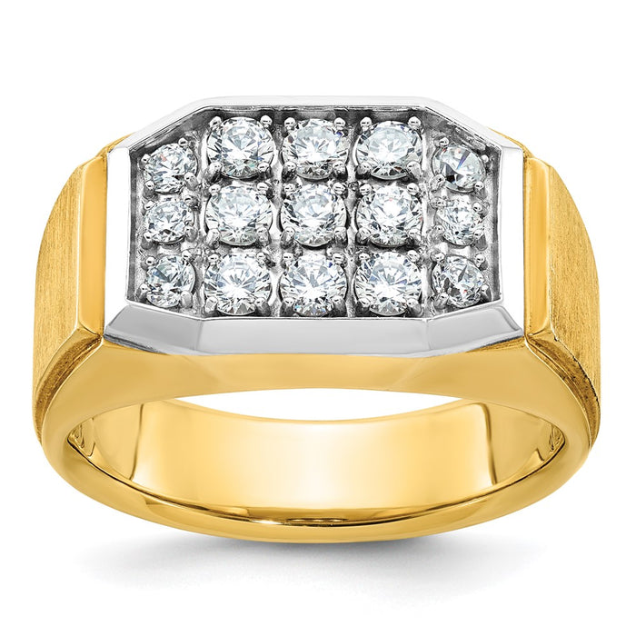 IBGoodman 14k with White Rhodium Men's Polished and Satin 1 Carat AA Quality Diamond Cluster Ring-B58809-4YAA