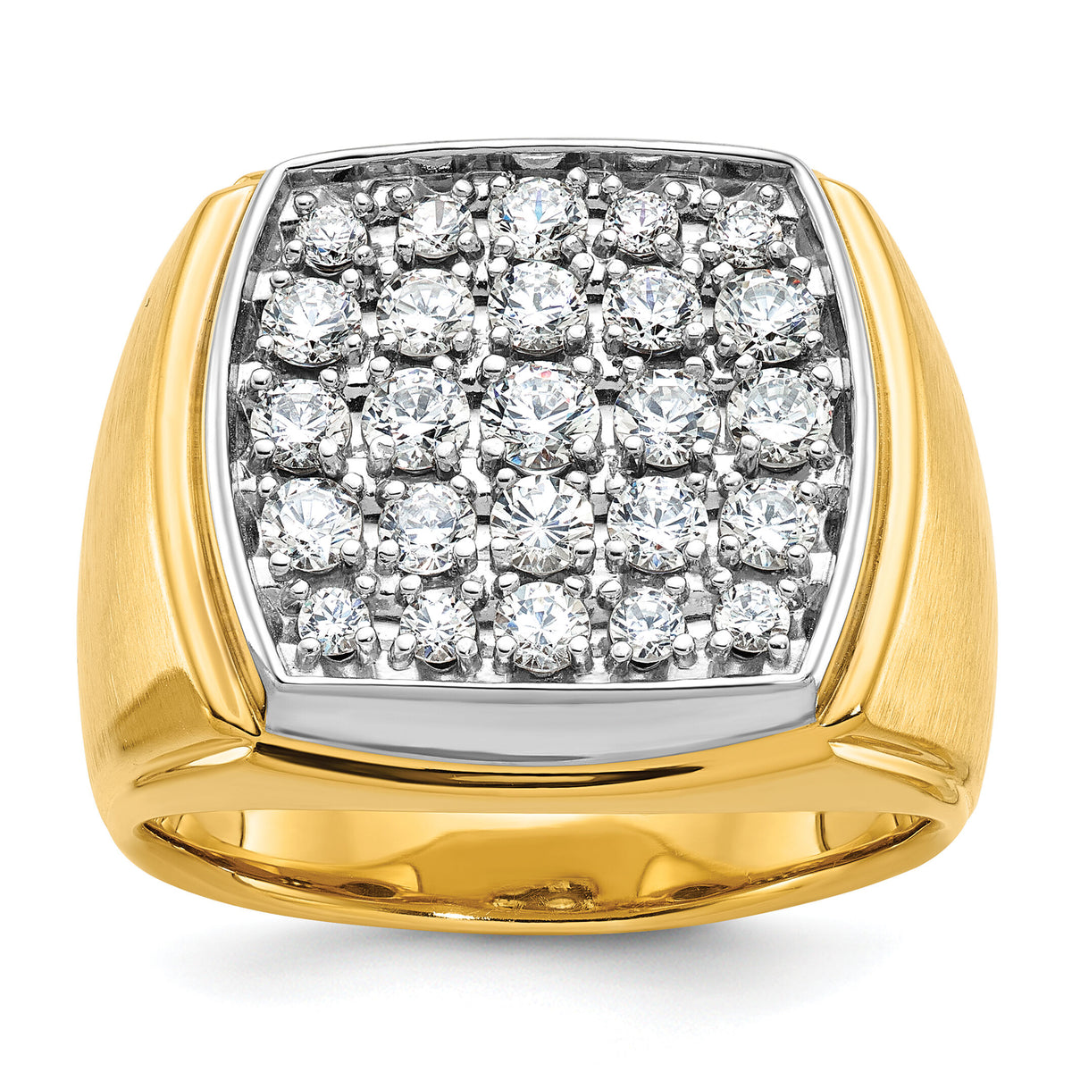 14k Two Tone 1 3/4ct Lab Grown Diamond VS/SI+ G+ Men's Cluster Ring-B58828