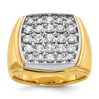 14k Two Tone 1 3/4ct Lab Grown Diamond VS/SI+ G+ Men's Cluster Ring-B58828