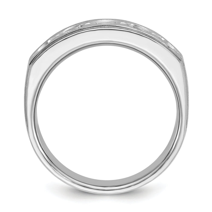 14k White Gold IBGoodman Men's Polished/Satin Diamond Complete Ring-B58843