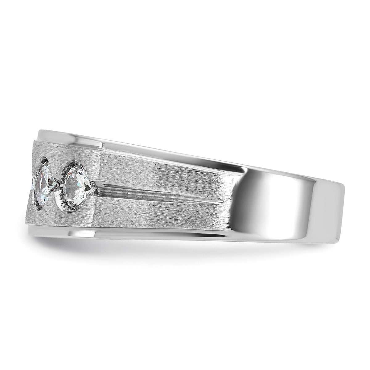 14k White Gold IBGoodman Men's Polished/Satin Diamond Complete Ring-B58843