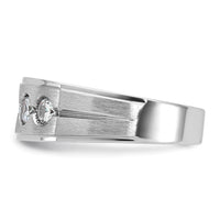 14k White Gold IBGoodman Men's Polished and Satin 1 carat Diamond Complete Ring-B58843-4WAA