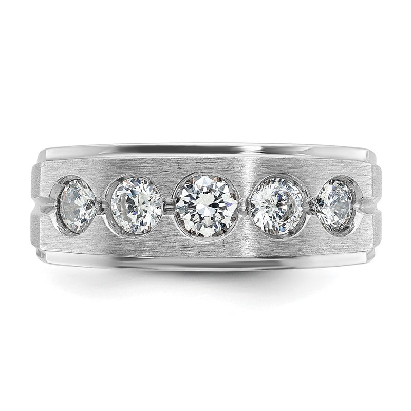 14k White Gold IBGoodman Men's Polished and Satin 1 carat Diamond Complete Ring-B58843-4WAA