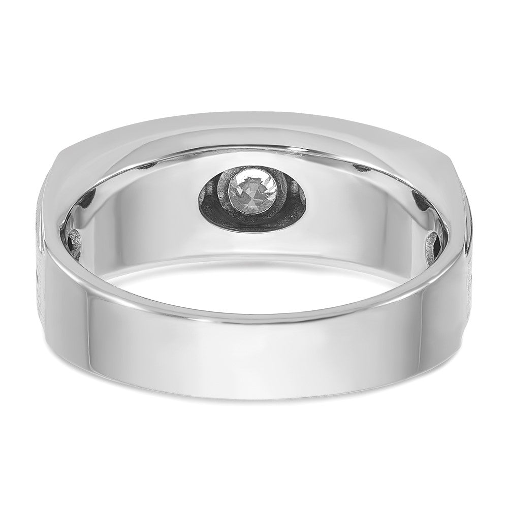 14k White Gold IBGoodman Men's Polished and Satin 1 carat Diamond Complete Ring-B58843-4WAA