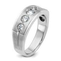 14k White Gold IBGoodman Men's Polished and Satin 1 carat Diamond Complete Ring-B58843-4WAA