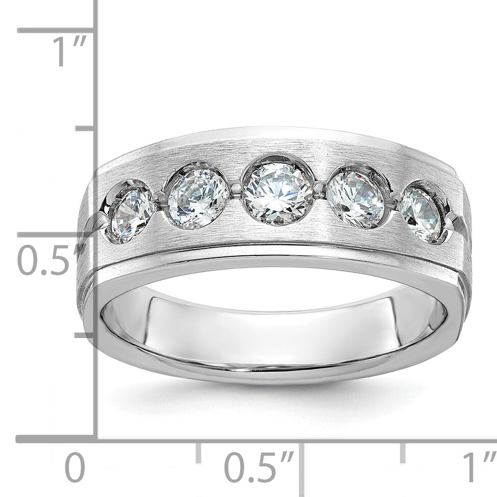 14k White Gold IBGoodman Men's Polished/Satin Diamond Complete Ring-B58843