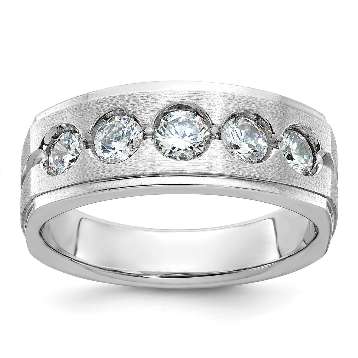 14k White Gold IBGoodman Men's Polished/Satin Diamond Complete Ring-B58843