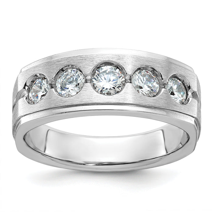 14k White Gold IBGoodman Men's Polished/Satin Diamond Complete Ring-B58843