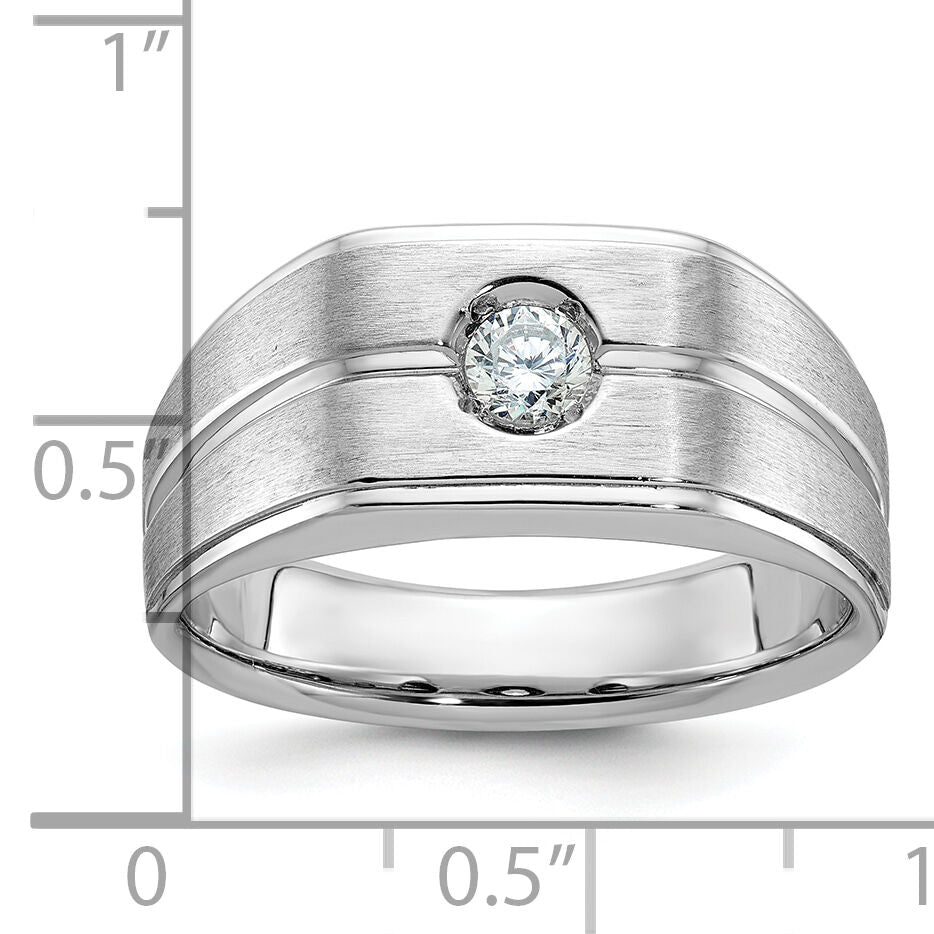 14k White Gold IBGoodman Men's Polished/Satin Diamond Complete Ring-B58844