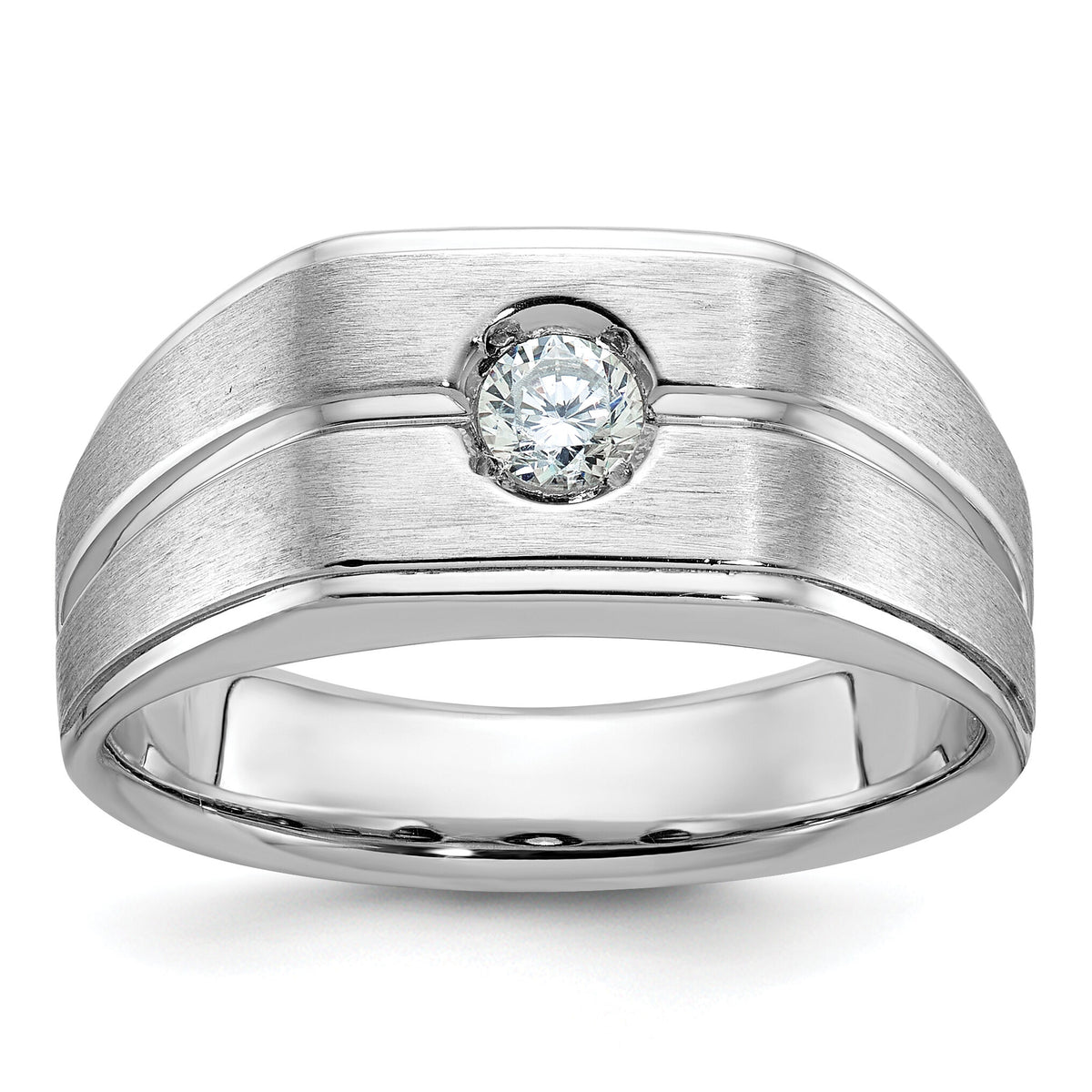 14k White Gold IBGoodman Men's Polished/Satin Diamond Complete Ring-B58844