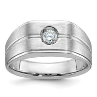 14k White Gold IBGoodman Men's Polished/Satin Diamond Complete Ring-B58844