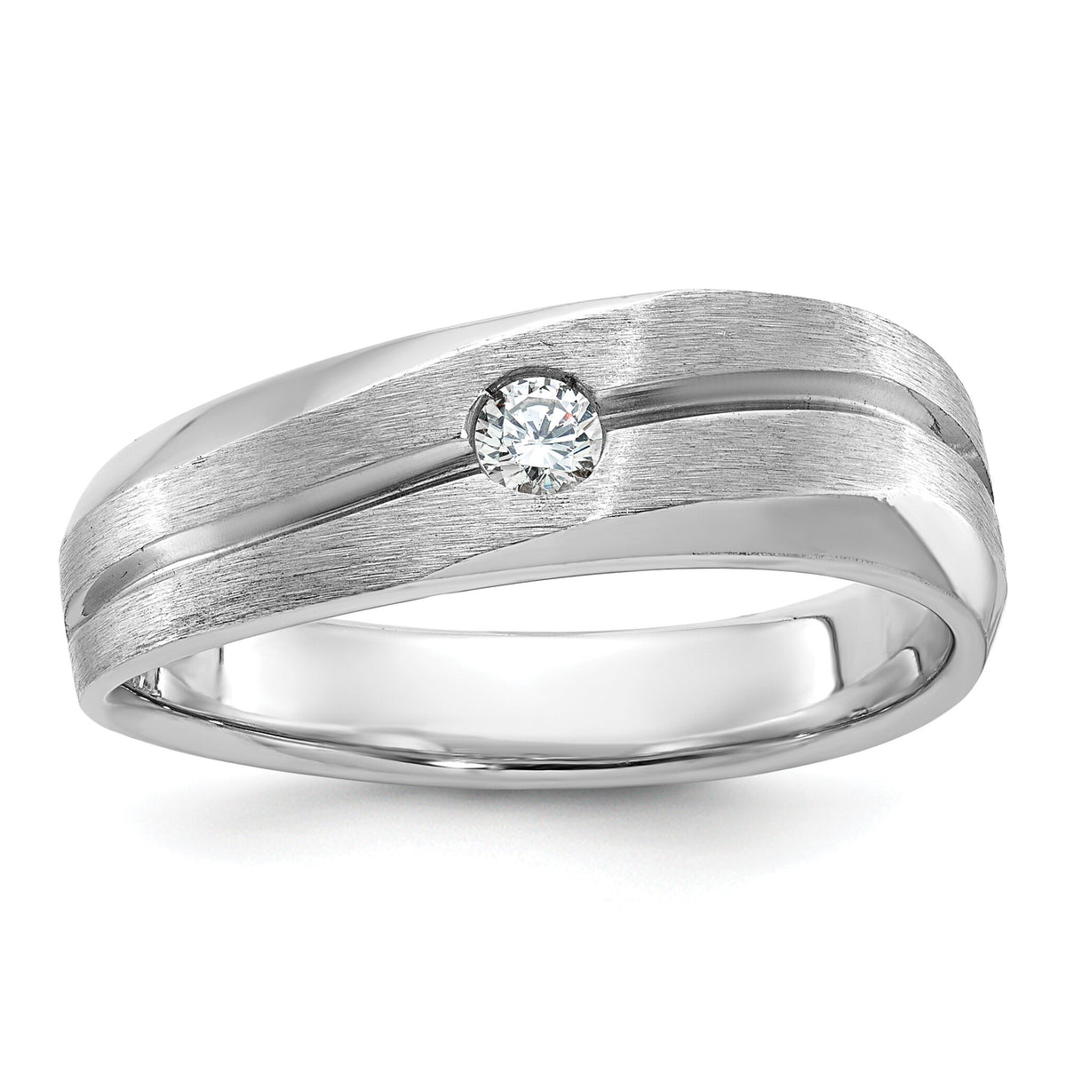 14k White Gold IBGoodman Men's Polished/Satin Diamond Complete Ring-B58851