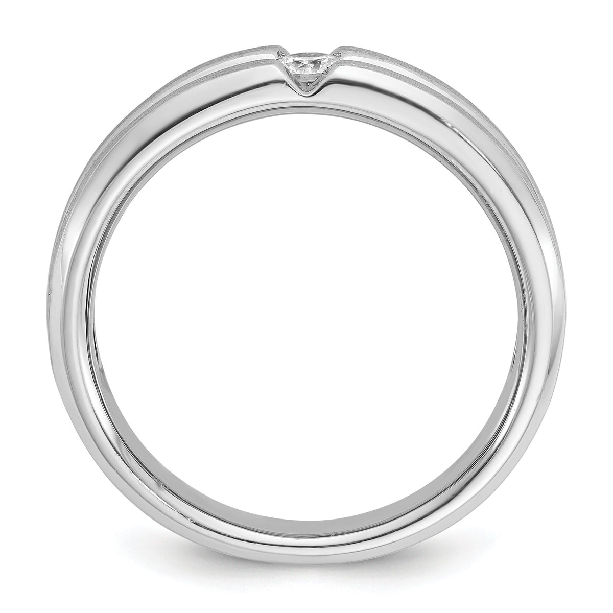 14k White Gold IBGoodman Men's Polished/Satin Diamond Complete Ring-B58938