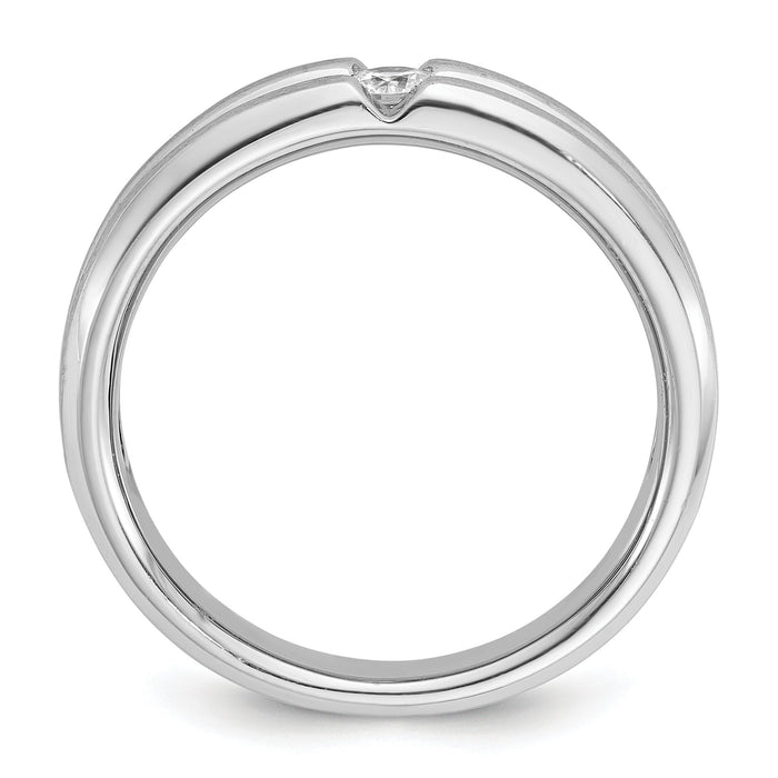 14k White Gold IBGoodman Men's Polished/Satin Diamond Complete Ring-B58938