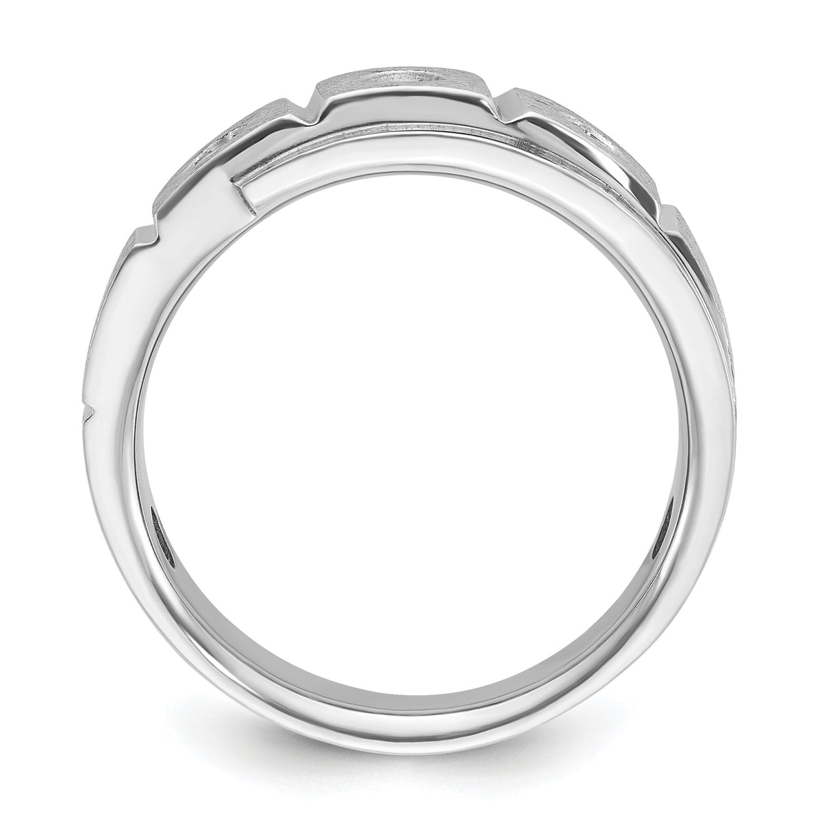 14k White Gold IBGoodman Men's Polished/Satin Diamond Complete Ring-B58940