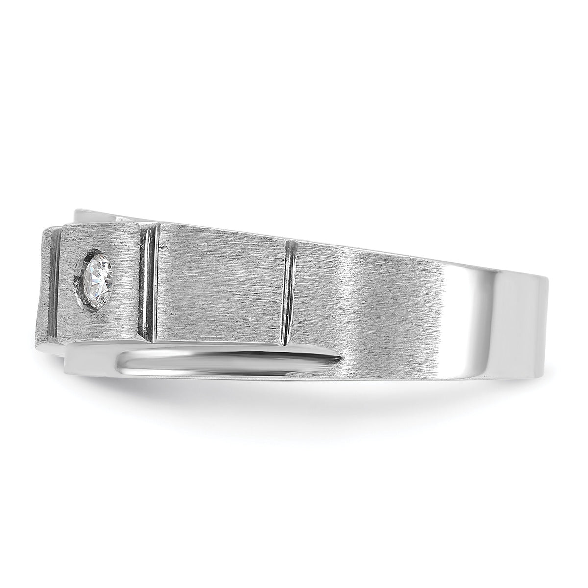 14k White Gold IBGoodman Men's Polished/Satin Diamond Complete Ring-B58940