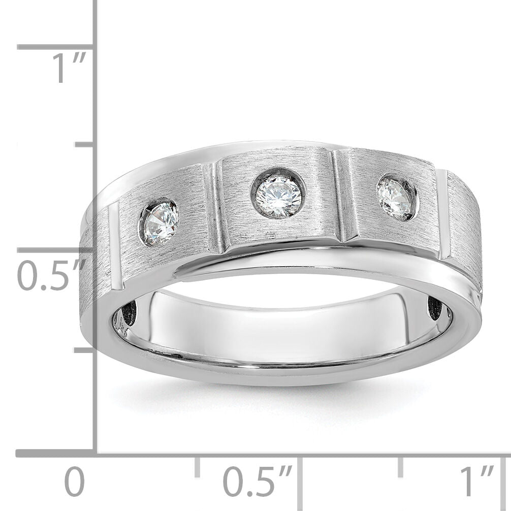14k White Gold IBGoodman Men's Polished/Satin Diamond Complete Ring-B58940