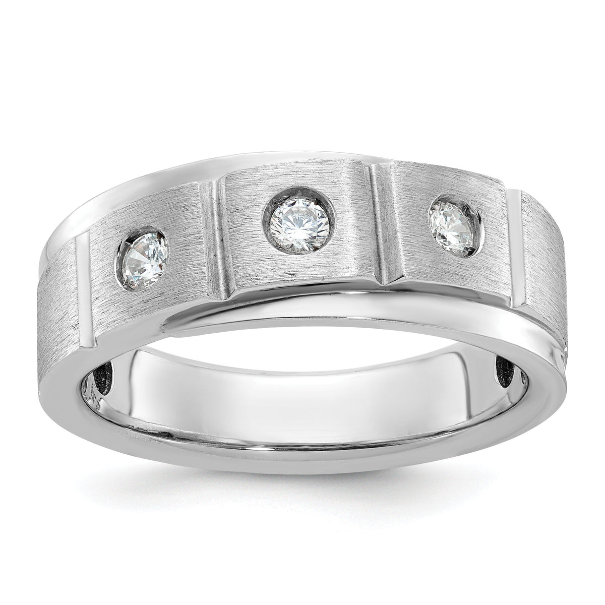 14k White Gold IBGoodman Men's Polished/Satin Diamond Complete Ring-B58940