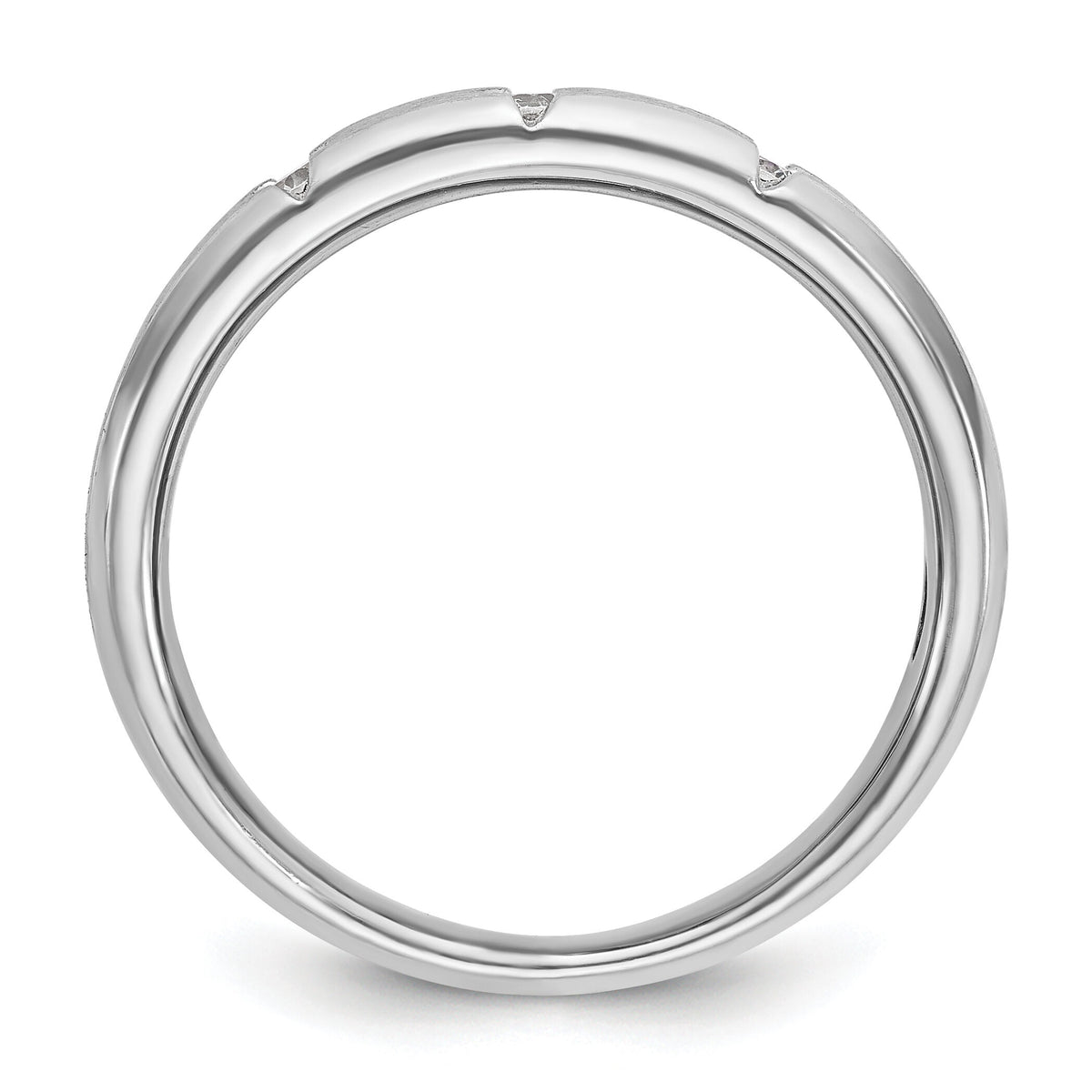 14k White Gold IBGoodman Men's Polished & Satin Diamond 3-Stone Ring-B58943