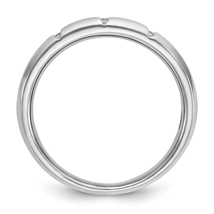 14k White Gold IBGoodman Men's Polished & Satin Diamond 3-Stone Ring-B58943