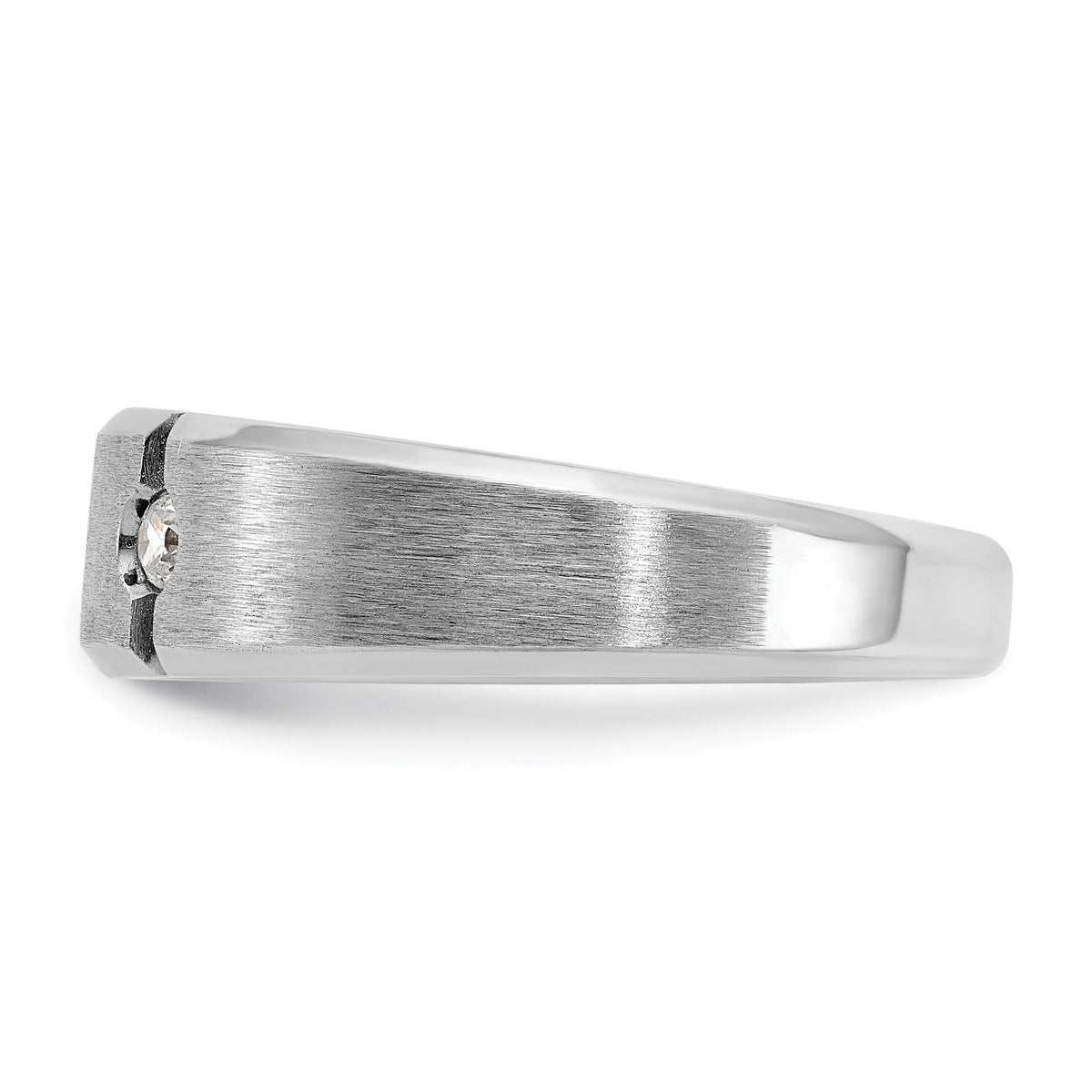 14k White Gold IBGoodman Men's Polished & Satin Diamond 3-Stone Ring-B58943