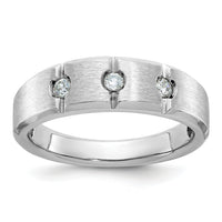 14k White Gold IBGoodman Men's Polished & Satin Diamond 3-Stone Ring-B58943